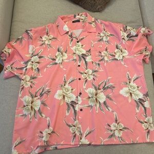 4XL pink hawaiian button up shirt